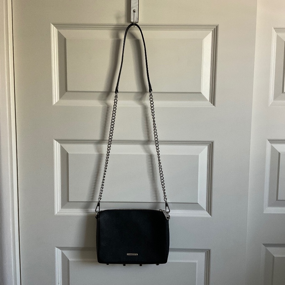 Rebecca Minkoff Black Avery Leather Crossbody with Chain Strap